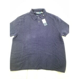 Polo Ralph Lauren 100% Cashmere Navy Blue Short Sleeve Polo Sweater Mens XXL NWT